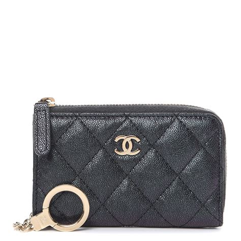 chanel classic zipped key holder|chanel 6 ring key holder.